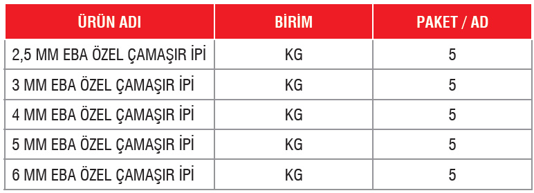 EBA ÖZEL ÇAMAŞIR İPİ ( YAKA İPİ )